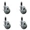 Service Caster 4'' SS Gray Poly Swivel 1-1/8'' Expanding Stem Caster Set with Brake, 4PK SCC-SSEX20S414-PPUB-TLB-118-4 - alternate 1